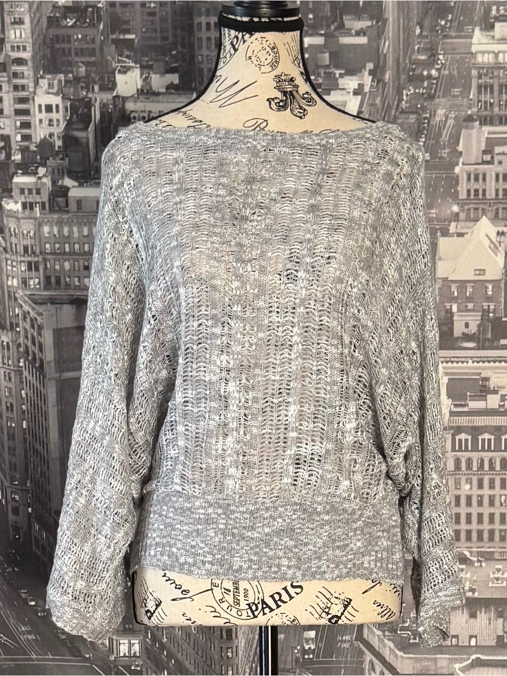 Arden B Open Knit Boat Neck Dolman Sweater